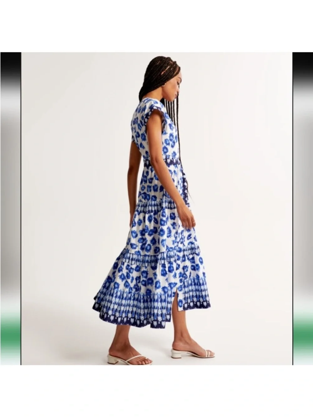 Abercrombie & Fitch 100% Cotton EUC Blue and White relaxed fit Midi Maxi Dress M